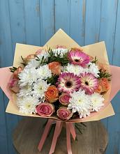 Букет цветов из:  Розы, Герберы и Хризантемы в Рузе
