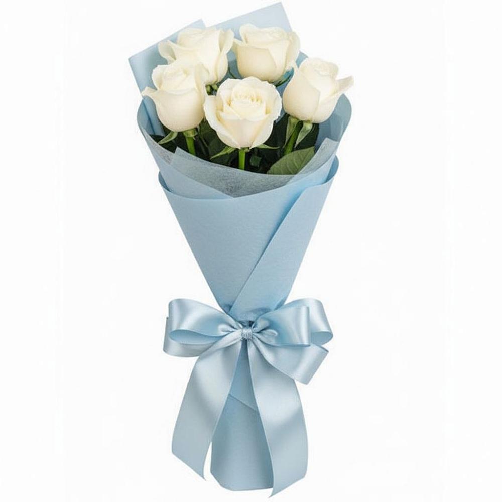 Букет 5 Белых роз Проуд в Рузе