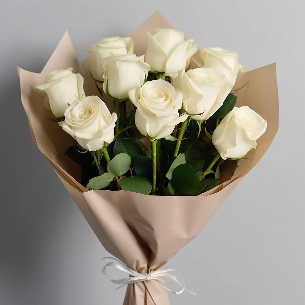 Букет 9 Белых роз Эдлесс Лав в Рузе