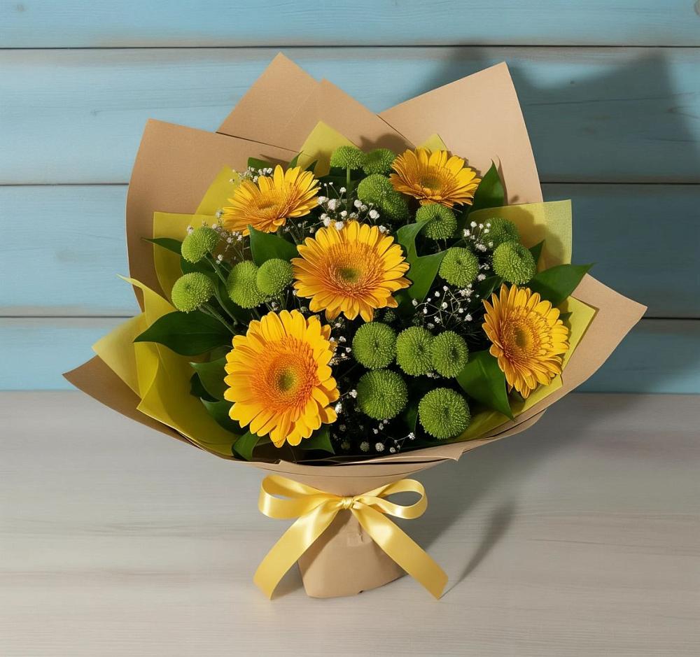 Букет цветов из: Герберы и Хризантемы в Рузе