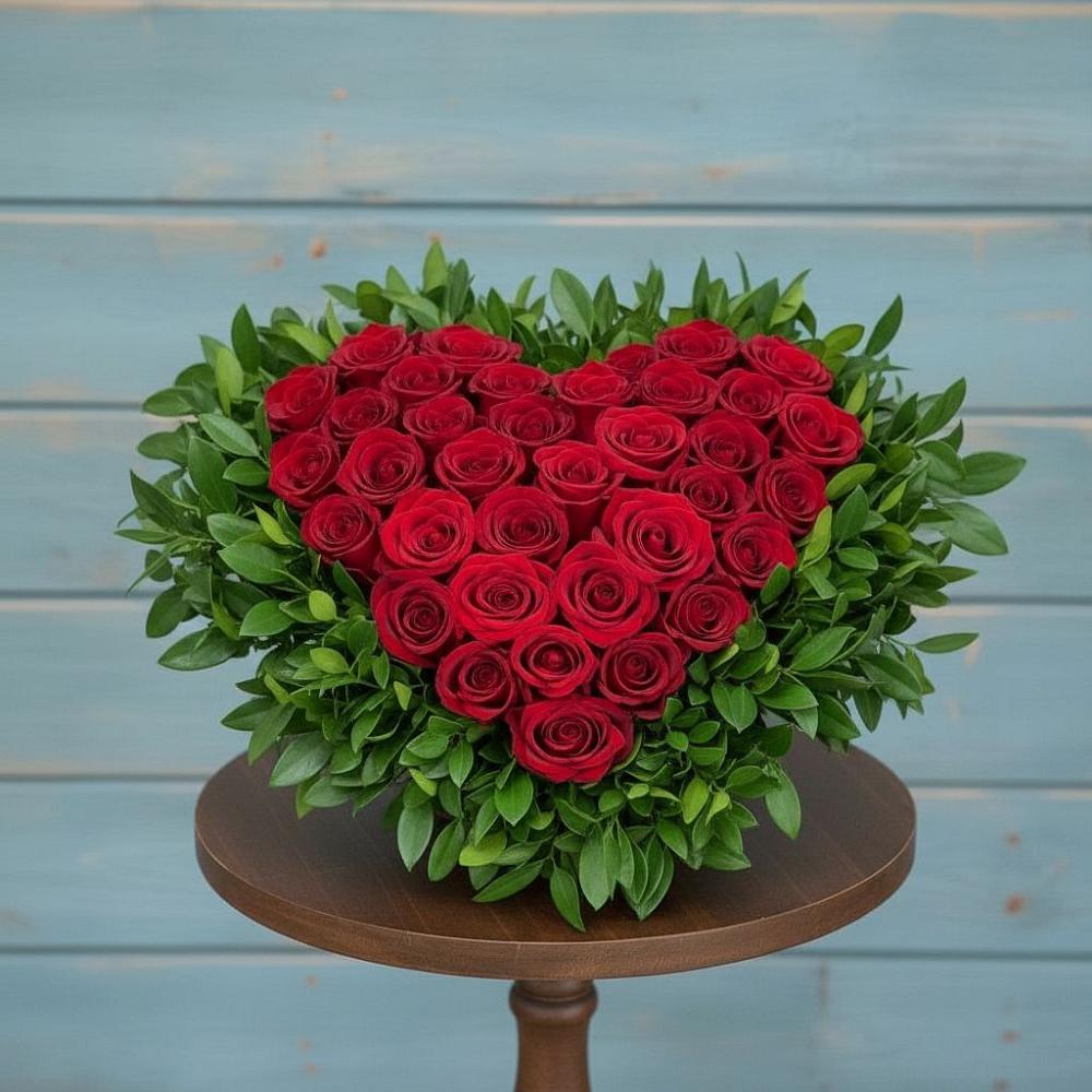 Цветочная композиция из Розы в виде сердца в Рузе