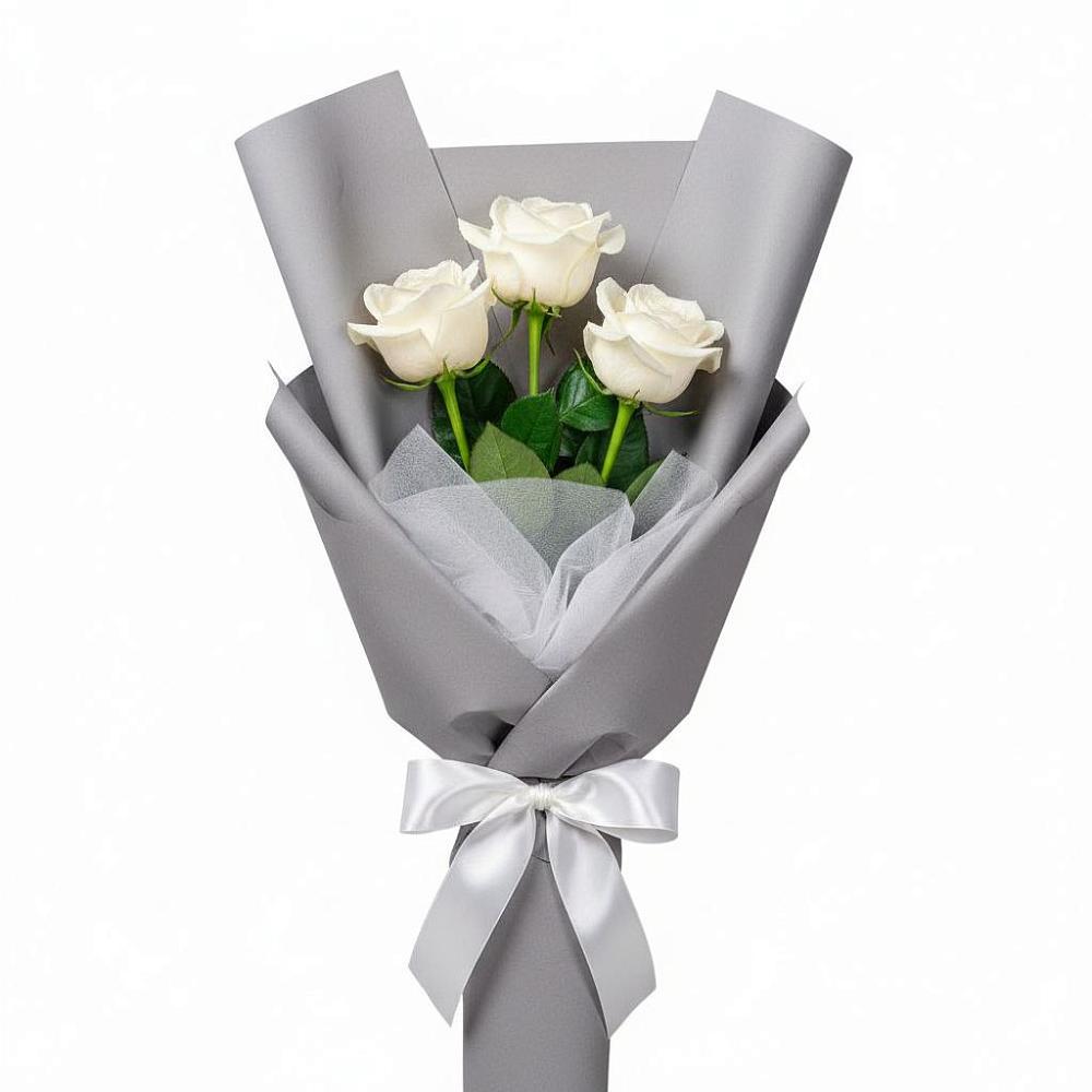 Букет 3 белые розы в Рузе