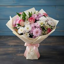 Букет цветов из:  Хризантемы, Альстромерии и Розы в Рузе