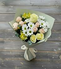 Букет цветов из:  Альстромерии, Розы и Хризантемы в Рузе